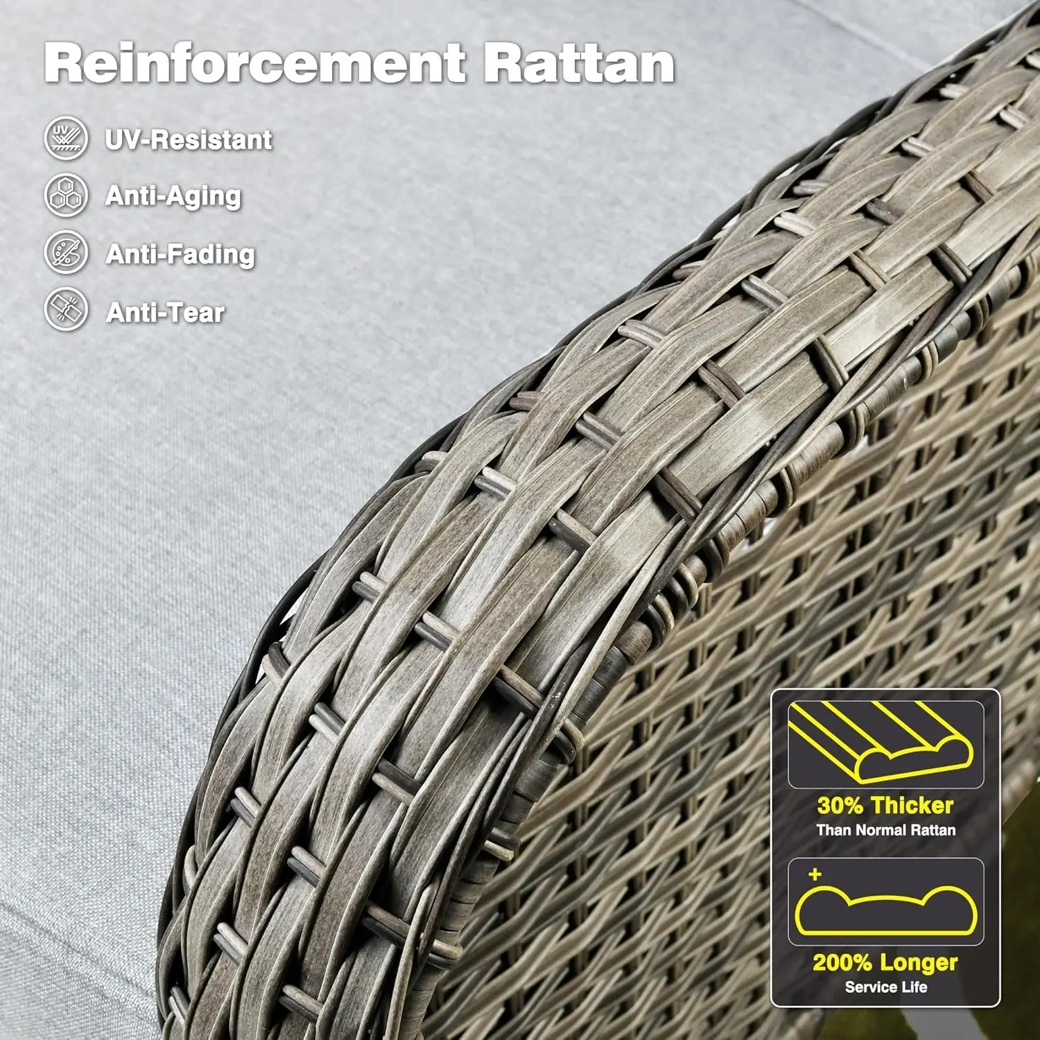 Patio Furniture Set, Outdoor Wicker High Back Sofa with Swivel Rocking Chairs, Ottomans, Comfy Cushions, All Weather