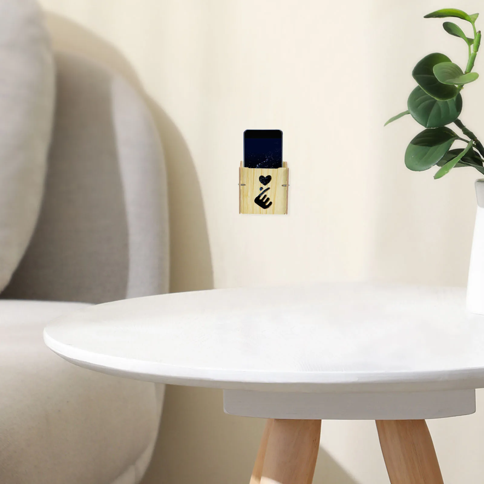 

Wall Mounted Wooden Holder For Remote Controller Storage Rack Phone Organizer Sundries Stand Wall Phone Rack No-Punch