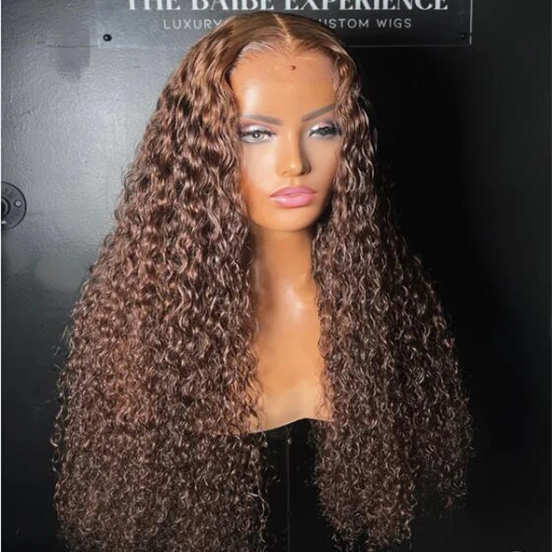 180Density 26Inch Brown Kinky Curly Long Lace Front Wig Long For Women Babyhair Heat Resistant Preplucked Glueless Daily