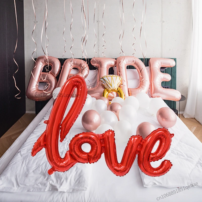 Red Love Letter Foil Balloon Pink Silver Gold Ballon Anniversary Wedding Valentines Birthday Party Decoration Photo Props Decor