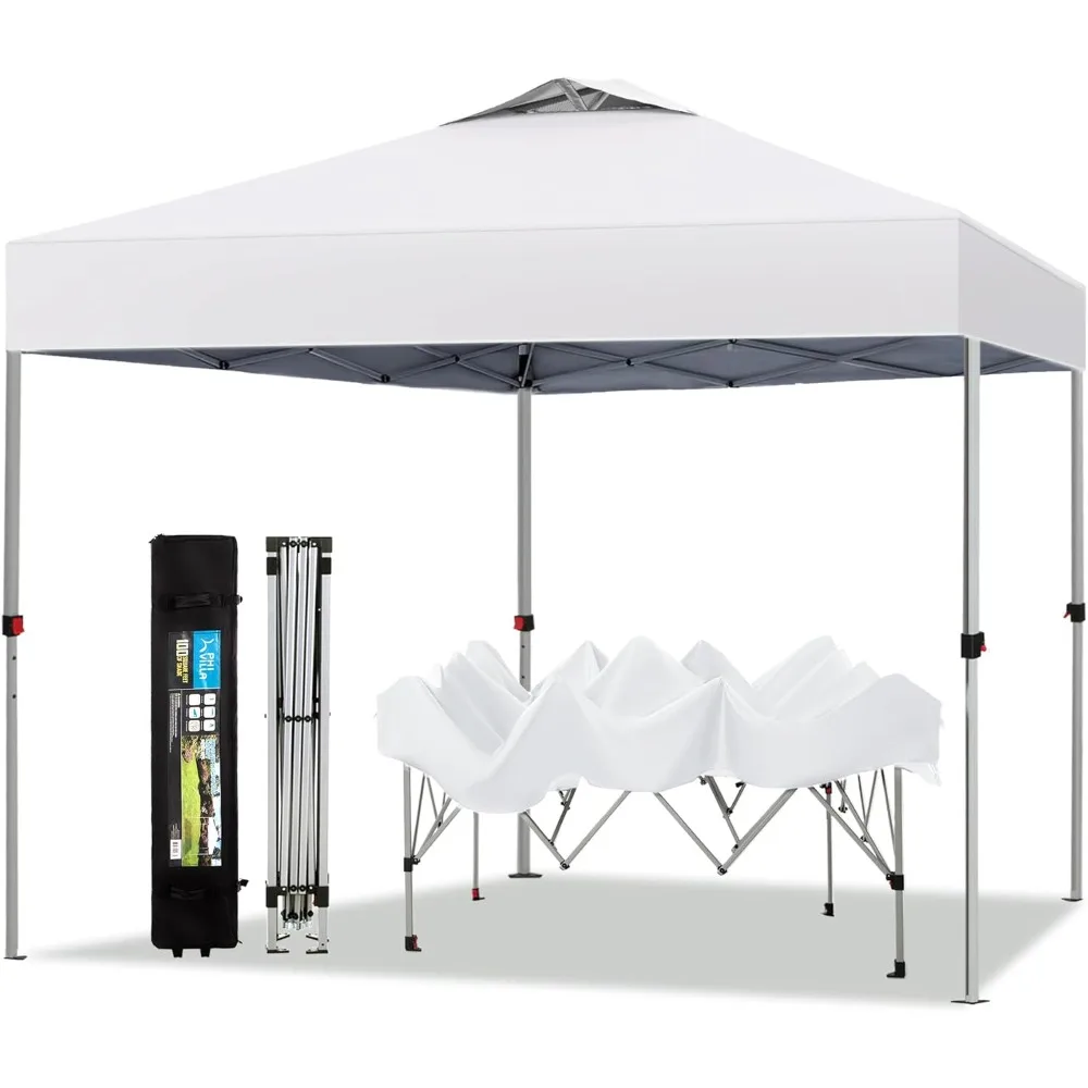 

Pop-up Canopy 10x10 Patio Tent Instant Gazebo Canopy with Wheeled Bag, Portable Lightweight Folding w/Adjustable Height,White