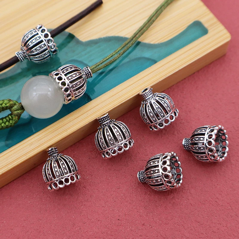20pcs/lot Pretty Hollow Crown Tassel Caps 11x10mm Vintage Cords Braiding Bell End Caps DIY Jewelry Beads Cover Findings