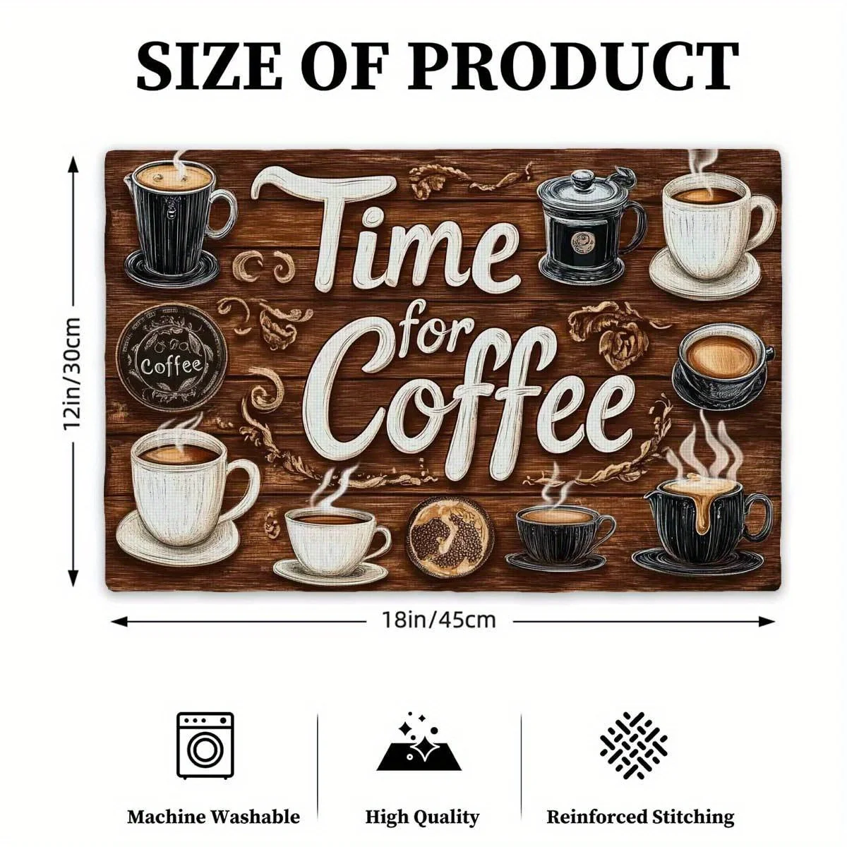 Thin Polyester Material - Stylish Coffee-Themed Placemats with Various Cup Designs, Perfect for Showcasing Style at Coffee Lover