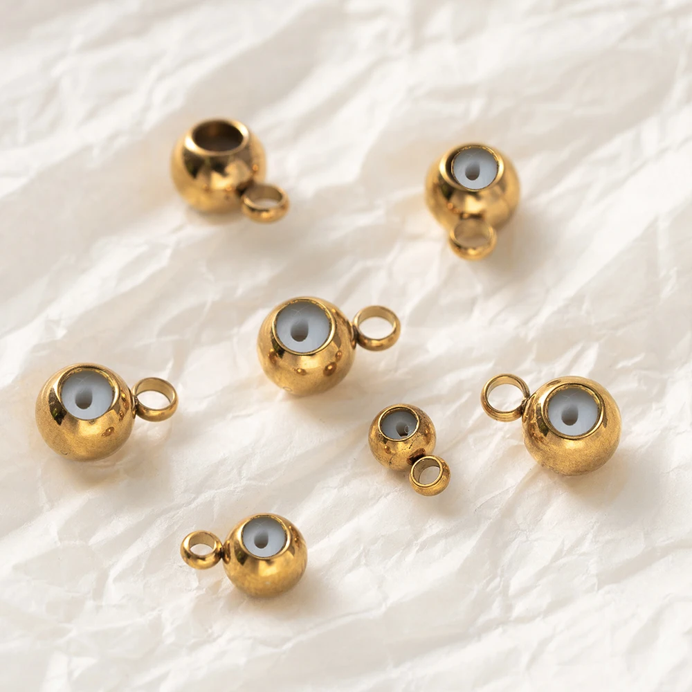 10pcs Stainless Steel Insert Silicon Ring Hanger Links Slider Stopper Beads with Loop for DIY Necklace Bracelet Jewelry Making