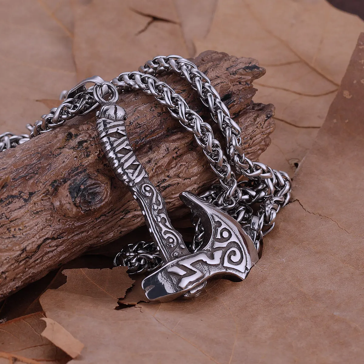 Vintage Viking Rune Warrior Axe Masculine Men's Pendant Norwegian Celtic Knot Amulet Necklace Slavic Hammer Jewelry Gift