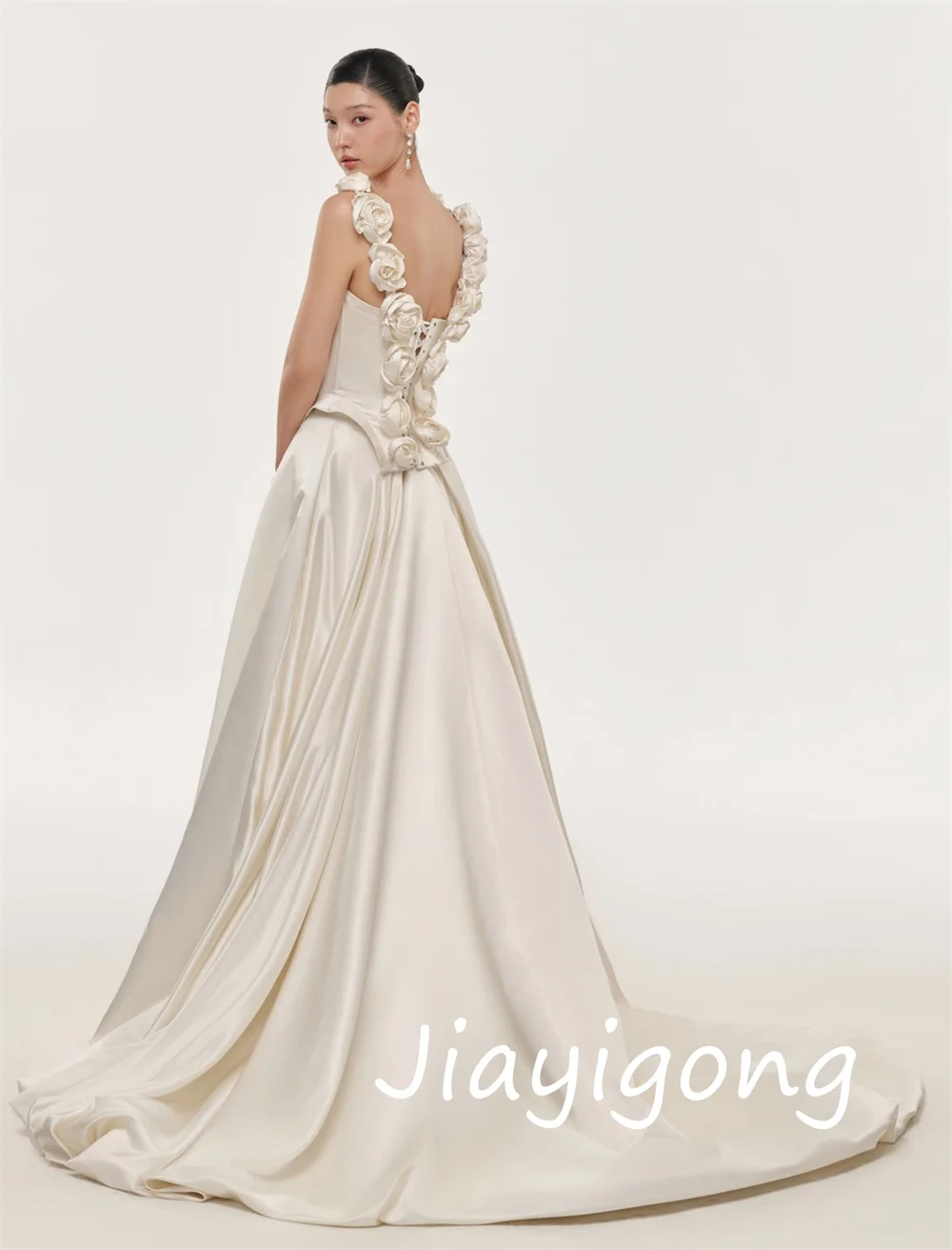 Customized Fashion Charmeuse Flower Pleat A-line Sweetheart Long Dresses Bespoke Occasion High Quality