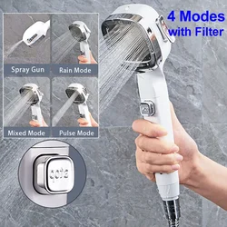 Shower Head Water Saving Spray 4 Mode Adjustable High Pressure Shower One-key Stop Water Massage Eco Shower Bathroom Accessories