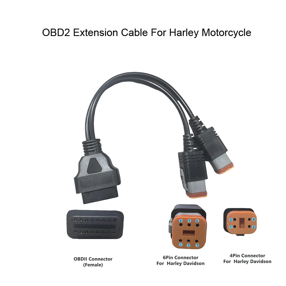 

OBD2 Connector Motorcycle Cable Motobike Extension Cable OBDII Fault For Harley 4Pin 6Pin 2IN1 Diagnostic Adapter Wire