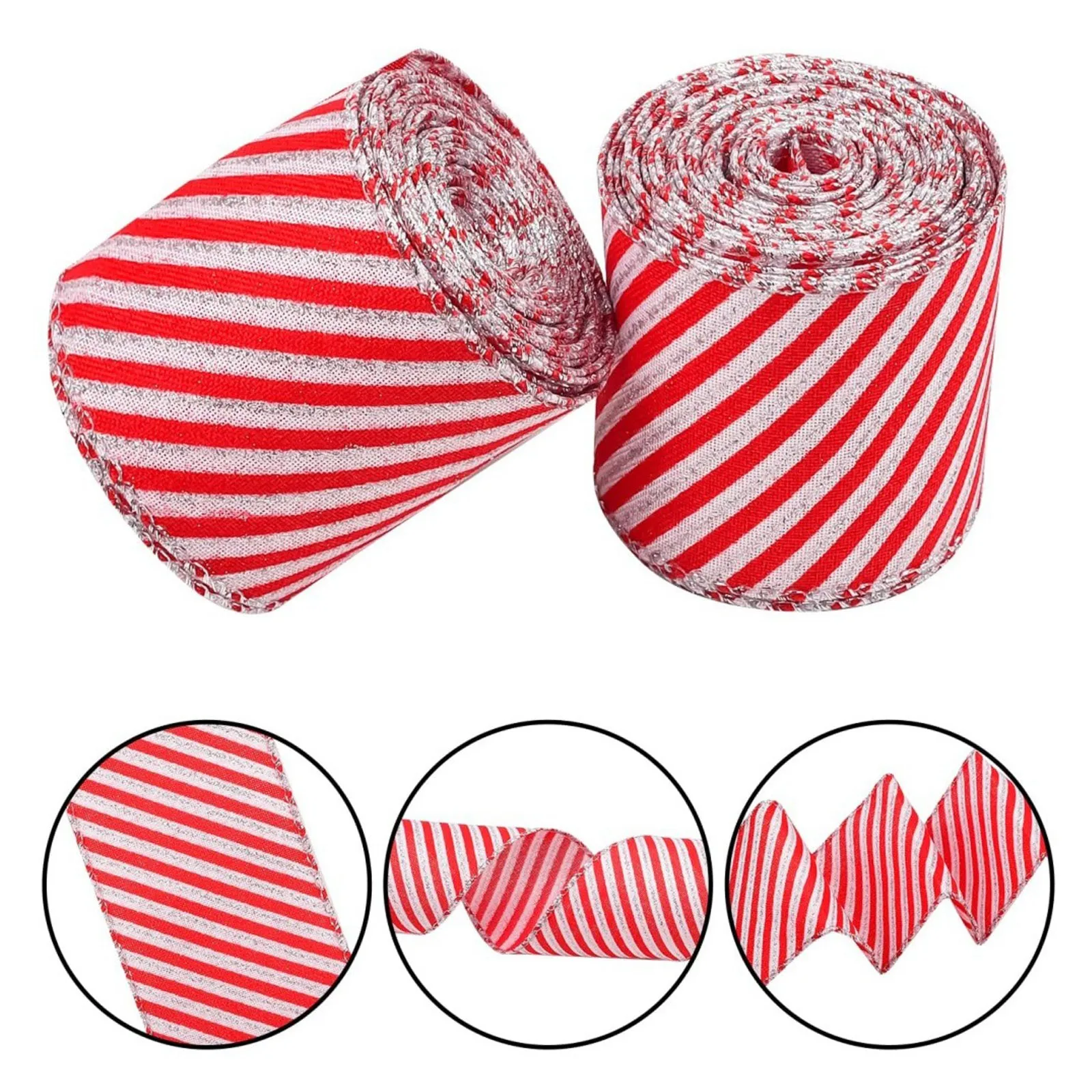 Red White Plaid Knitted Webbing Ribbon Imitation Hemp Bow Packaging Striped Thread Christmas Party Gift Wrapping Xmas Tree Decor