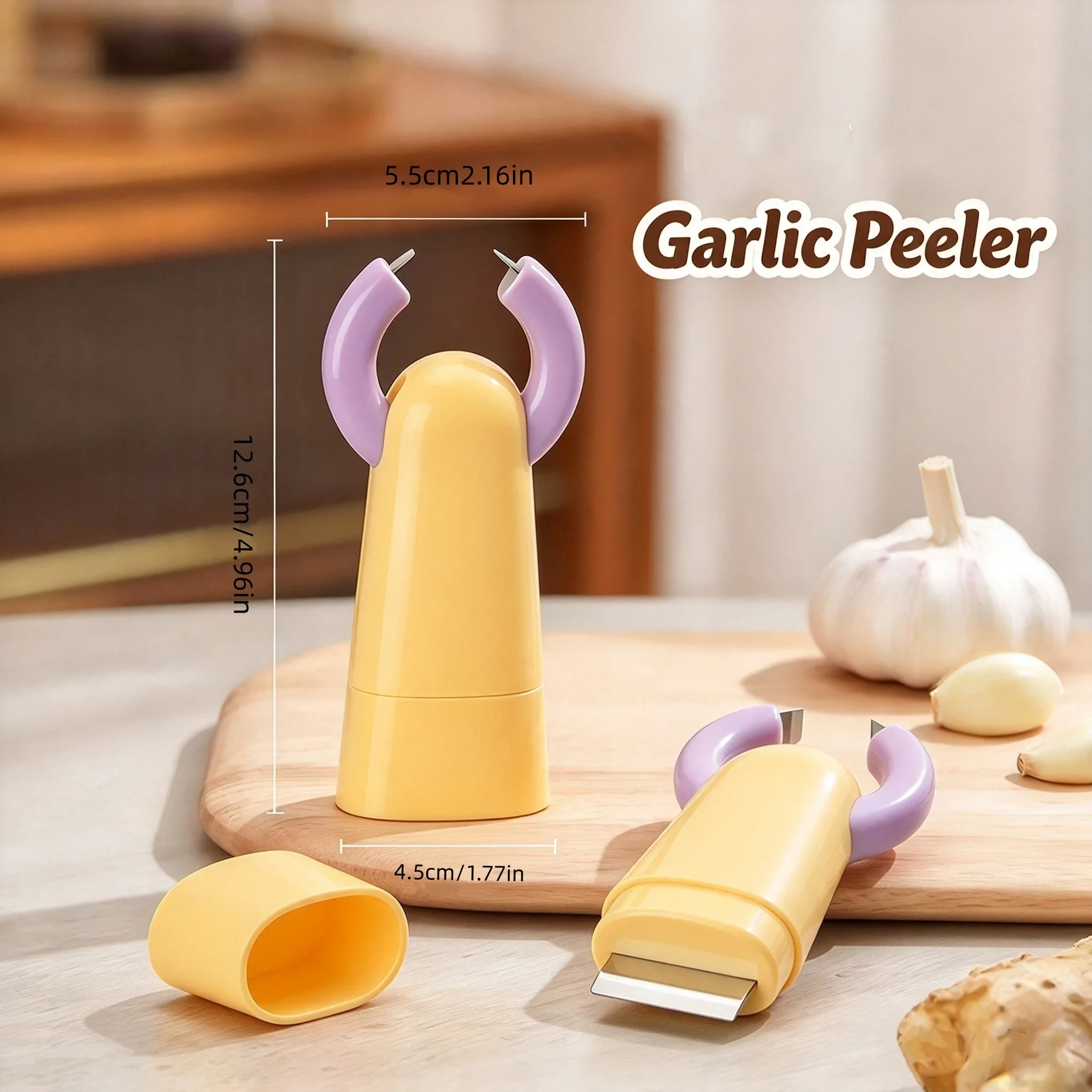 2 In 1 Metal Blade Peeler, ABS Portable Kitchen Gadget, Multifunctional Garlic Root Cutter, Fruit Potato Vegetable Skin Remover