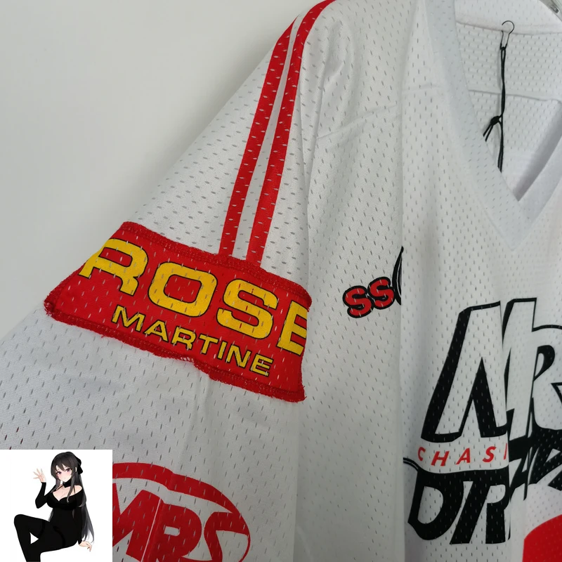 تي شيرت وردي للرجال والنساء ، ملابس رياضية فضفاضة جيدة التهوية ، رقعة بلوككور ، قميص ظلي ، رقبة حرف V ، شبكة عتيقة