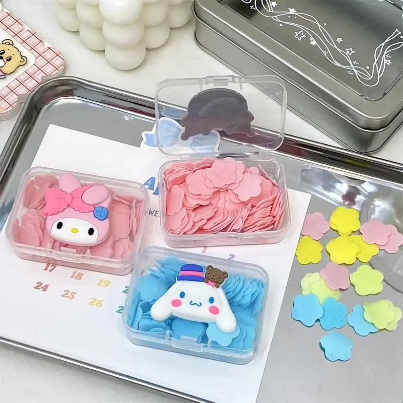 Kawaii Anime My Melody Sanrio Cinnamoroll Disposable Hand Washing Soluble Soap Tablet Cute Kuromi Pochacco Boxed Soap