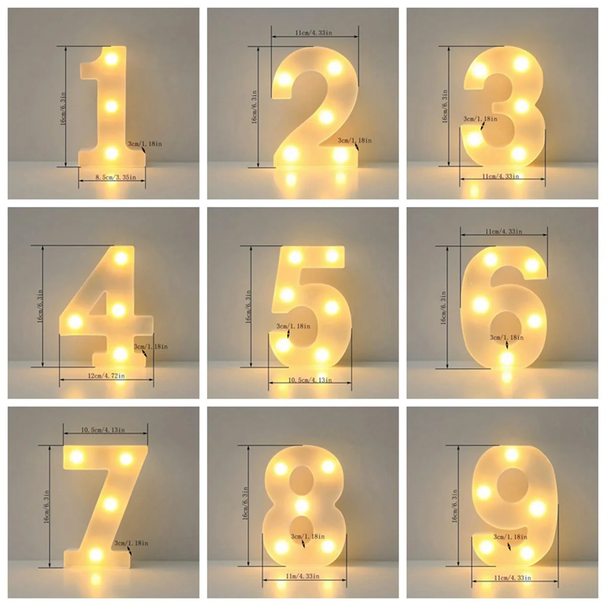1pc 6,3 zoll Dekorative LED Lampe Weiß Kunststoff Festzelt Anzahl Licht up Zeichen Neon Für Home Hochzeit Party geburtstag Urlaub Dekor – Detail 11