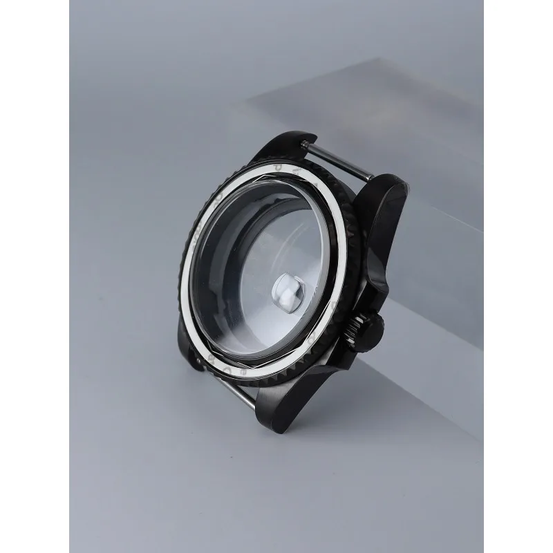 مناسبة لـ NH35: إكسسوارات سوداء مصقولة من الفولاذ المقاوم للصدأ حافظة ساعة 40 مم متوافقة مع حركة Eta 2824 وقرص 28.5 مم. #3