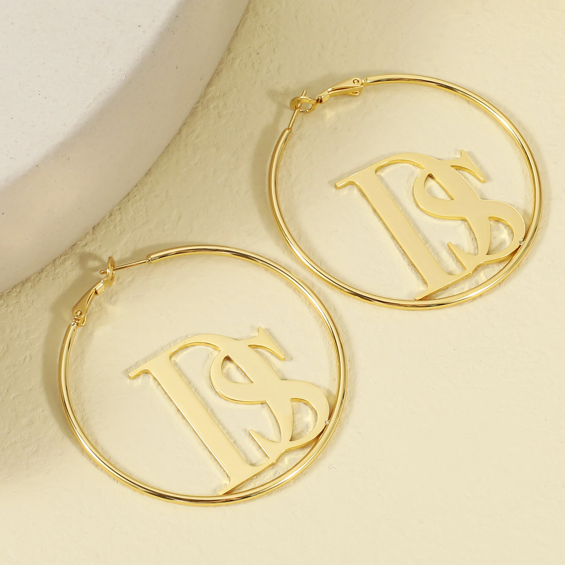 أقراط بحروف مخصصة للنساء ، اسم شخصي ، قرط طوق ، بيان ، مصنوع يدويًا ، مخصص ، فولاذ مقاوم للصدأ ، هدية #2