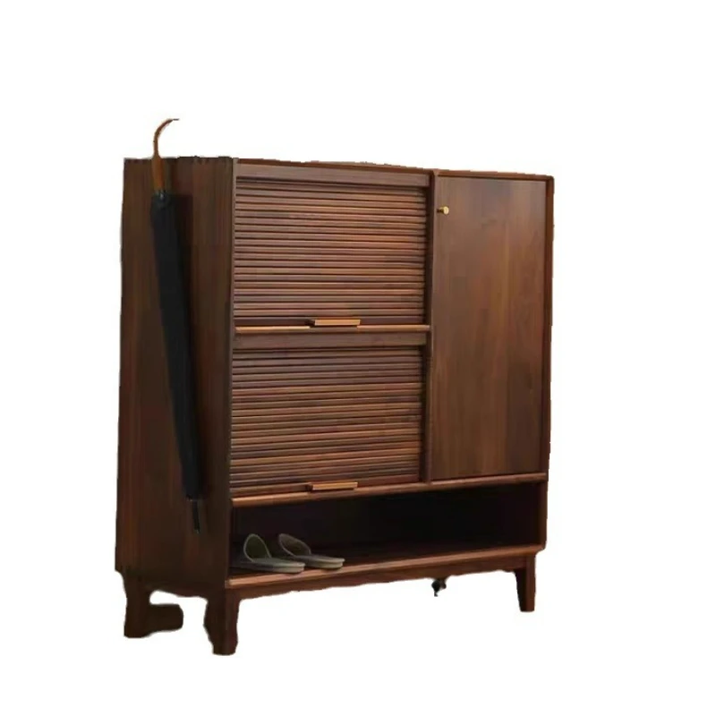 

North American black walnut, solid wood shoe cabinet, modern and simple, wall side cabinet