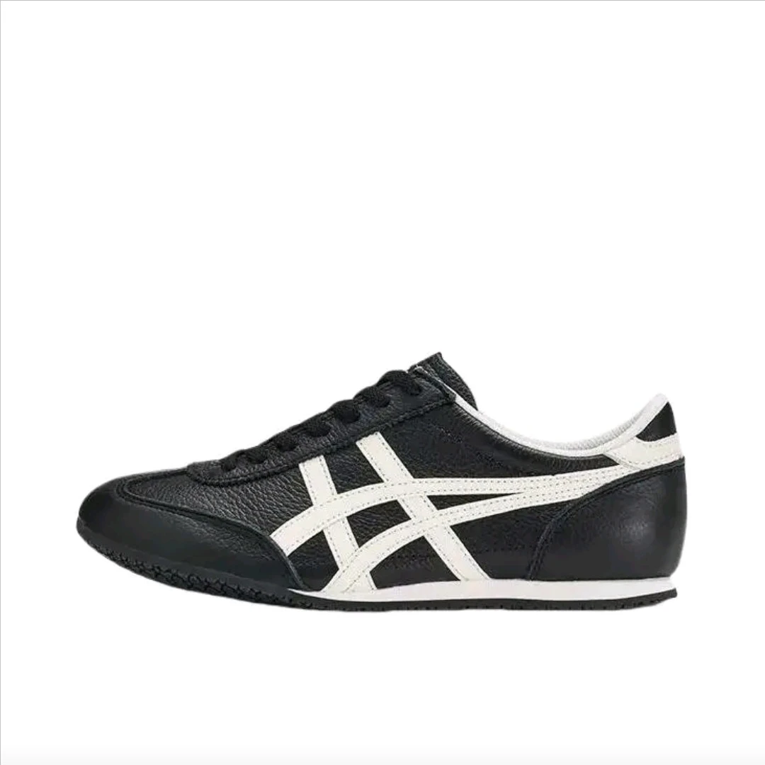 

Onitsuka Tiger Machu Racer Men's and Women's Running Shoes, Minimalist, Leather, Wear Resistant Sneakers, Black/White