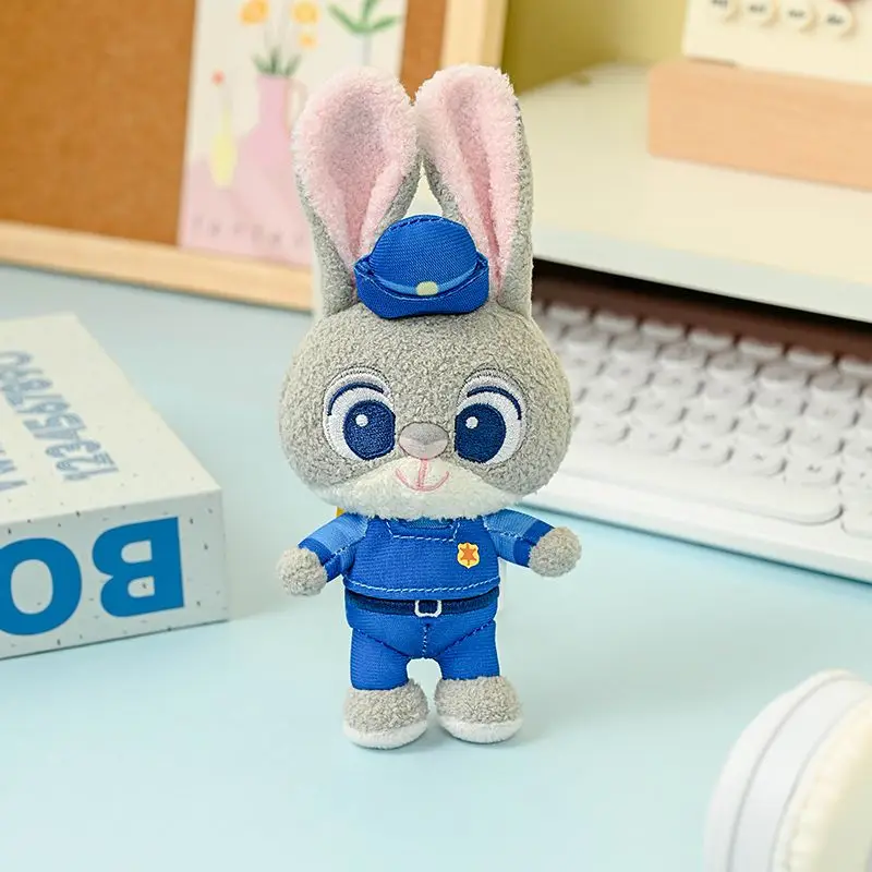 디즈니 오리지널 주토피아 주디와 닉 레오파드 경찰관 라이트닝 Q-참 키체인 가방 참 플러시 장난감 슈퍼 귀여운 휴일 선물