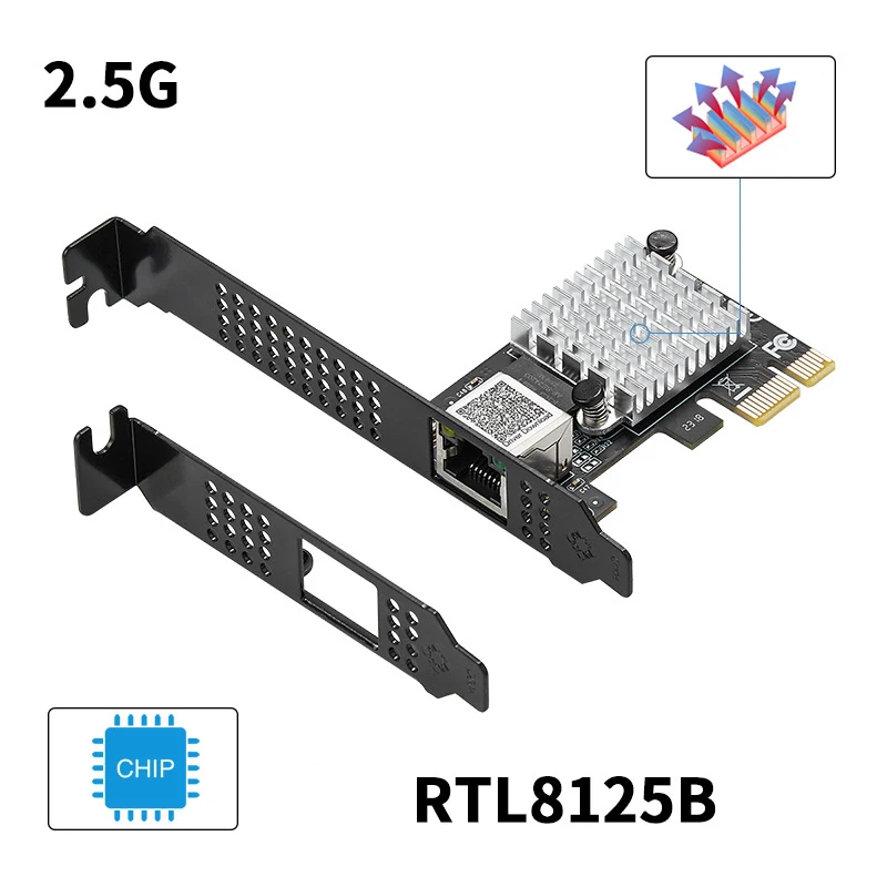 Adaptador Ethernet Rj45, rtl8125, 2.5g, pcie, gb, rtl8125, porta única, para servidor, ikuai, conversor openwrt