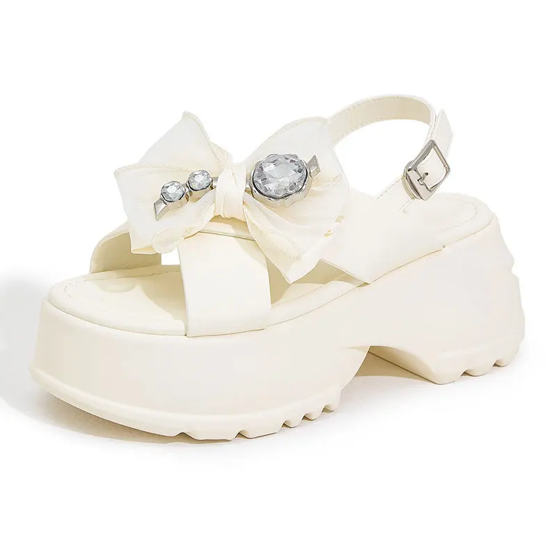 

Туфли Мэри Джейн из микрофибры с открытым носком, 8 см, летние женские туфли на танкетке с узлом-бабочкой, высококачественные брендовые удобные модные туфли-лодочки