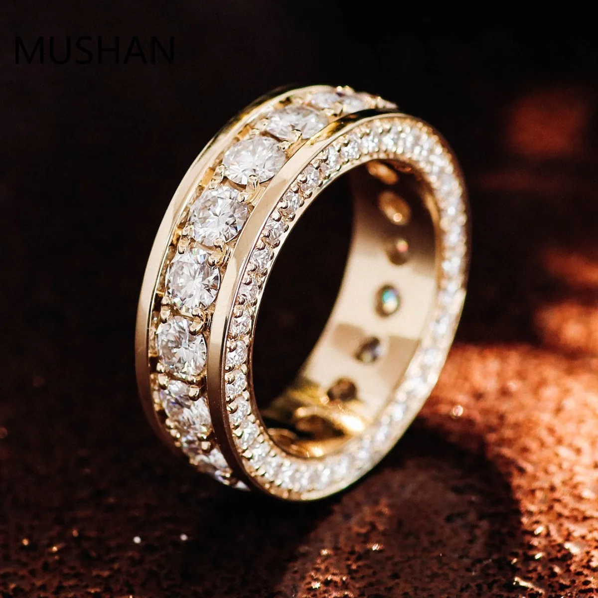 MUSHAN Luxury Custom 14K 18K Gold Rings Band Jewelry With Moissanite Diamond Lab Grown Gemstones Diamond Wedding Ring For Women