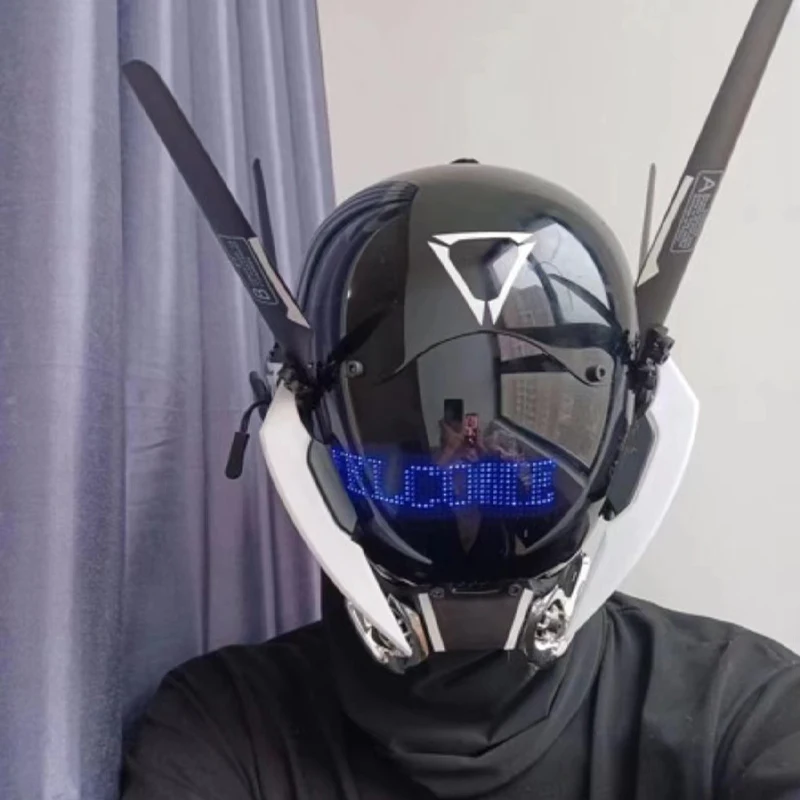 Led Cyberpunk Helm Gezichtsmasker Ritme Technologie Comic Display Cosplay Gloeiend Gezichtsveranderend Cool Masker Schietrekwisieten Decoratie