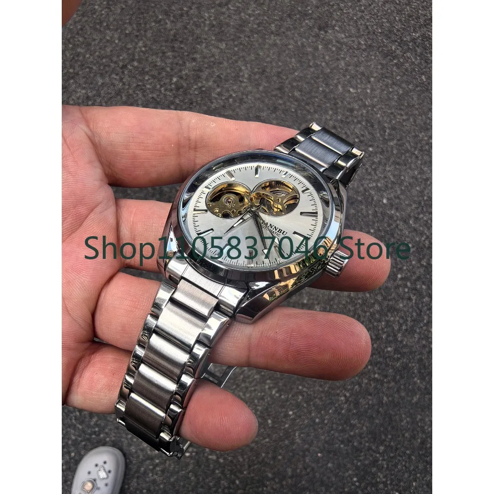 Fashionable Night Light Men's Automatic Mechanical Watch with Hollow Steel Strip Light Luxury Watch