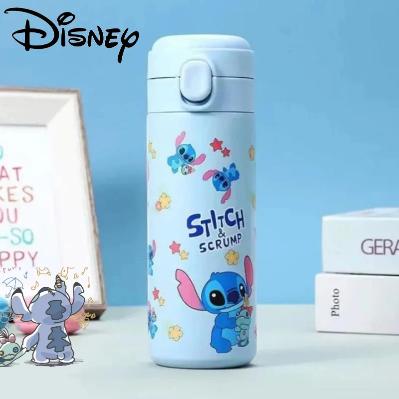 420ml Stitch Thermos Cup Stainless Steel Kettle Disney Products Anime Accessories Cartoon Stich Water Bottle Party Gifts for Kid