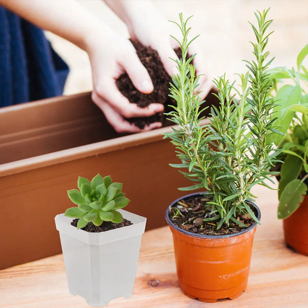20Pcs Small Nursery Pots Plastic Seedling Pots with Bottom Drainage Holes for Succulents Flowers Herbs Indoor Outdoor Garden