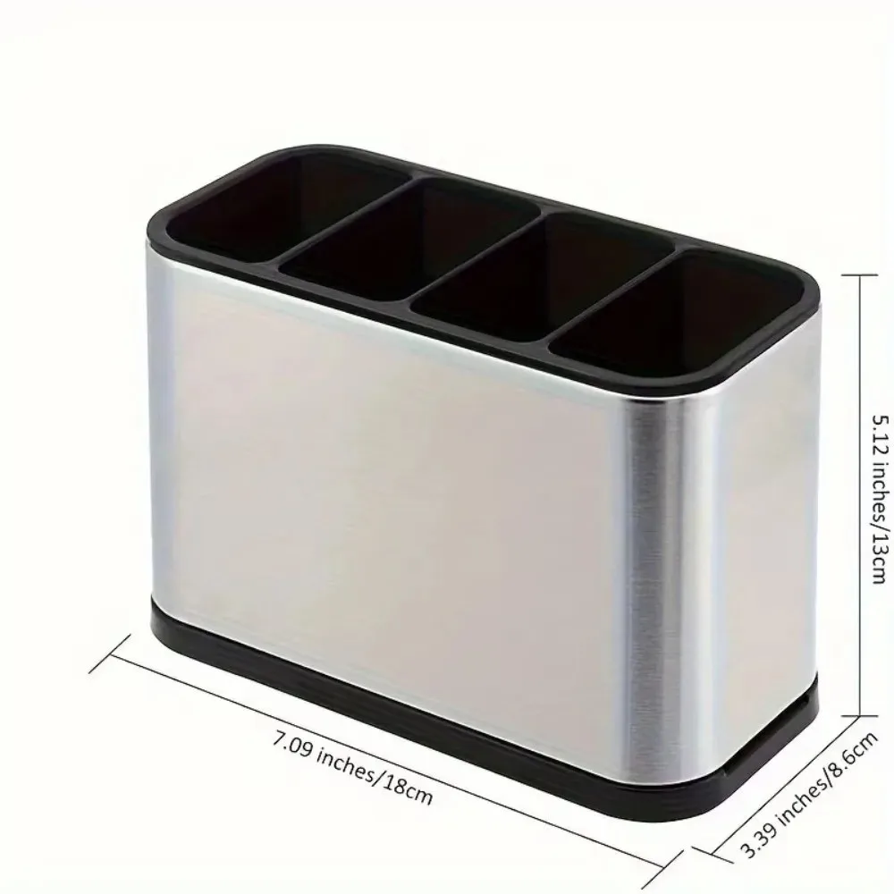 Stainless Steel Divided Chopstick Holder, Multifunctional Home Knife Fork Spoon Chopsticks Rack, Kitchen Drainage Stand