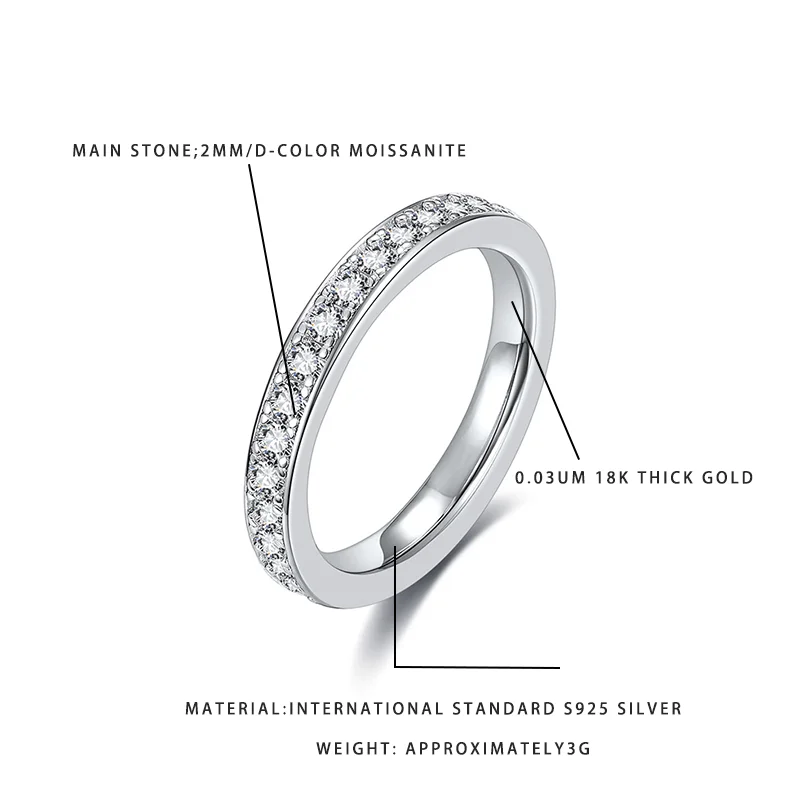 

Идеальный подарок! Кольцо-полуободок из муассанита 2 мм, цвет D, серебро S925, позолота 18K