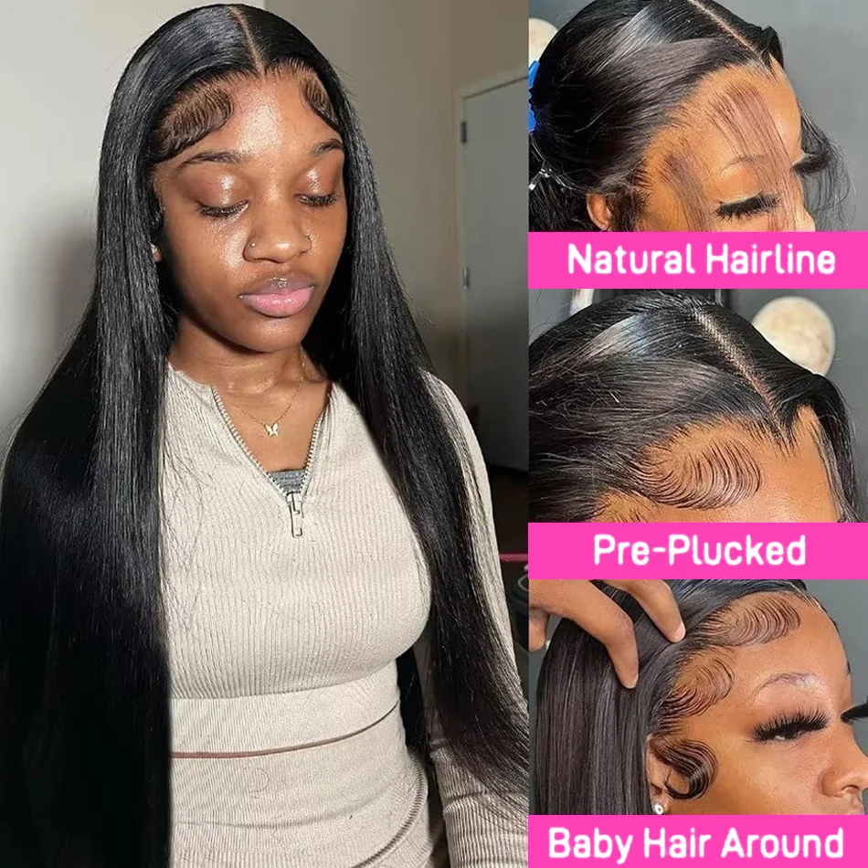 13x4 Straight Lace Front Wigs Human Hair 40 Inch Human Hair Wigs For Women Pre Plucked With Baby Hair 13x6 Hd Lace Frontal Wig