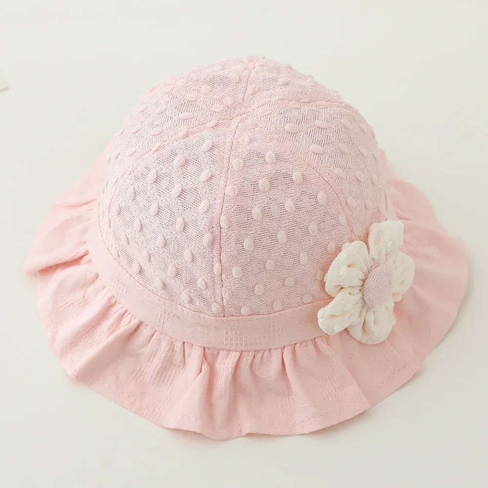 Soft Brim Girls Sun Cap Flower Princess Lace Baby Hat Summer Panama Infant Toddler UV Protection Hat Outdoor Baby Girls Bonnet