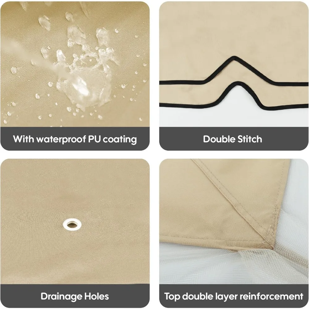 مظلة بديلة للفناء الخارجي مقاس 10 × 10 أقدام - غطاء علوي للسقف مزدوج الطبقات مع حدود جدارية رائعة - حماية من الأشعة فوق البنفسجية والماء