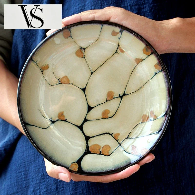 Plate Plates Western Food Japanese Transformation Kiln Ceramic Tableware Plum Decorative Blossom Dessert Plate Decorative