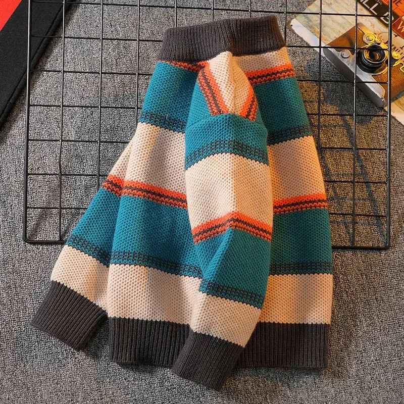 ملابس الأطفال ملابس الأولاد محبوك سترة 2025 جديد الربيع والخريف 12 الشتاء الاتجاه الطفل الصبي البلوزات 2 7 8 9 11 13 10 14Y #3