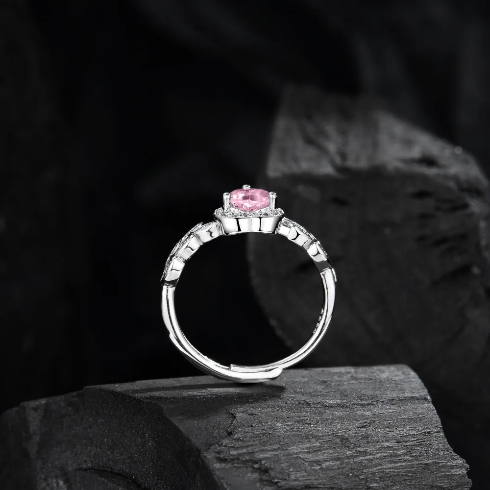 925 sterling zilveren ring roze hartvormige zirkoon luxe opening verstelbaar voor vrouwen bruiloft fijne sieraden accessoires feestcadeau