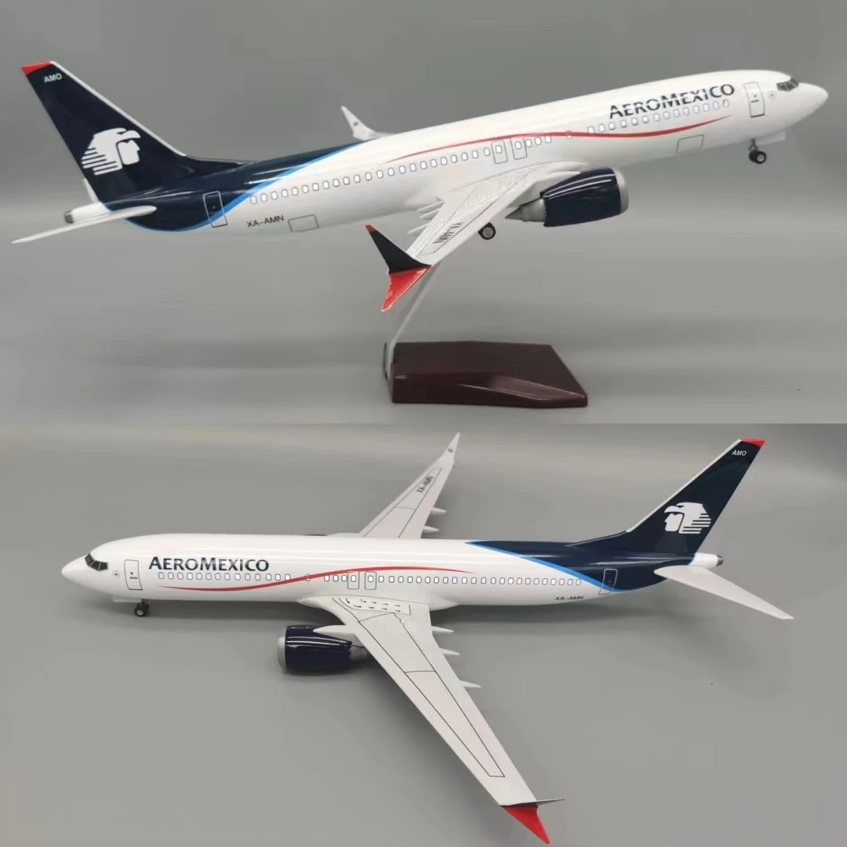 

1:85 Scale 47cm 737 Aircraft Model Mexico Airlines B737 Aircraft Model Die-cast Resin Aircraft with LED Lights