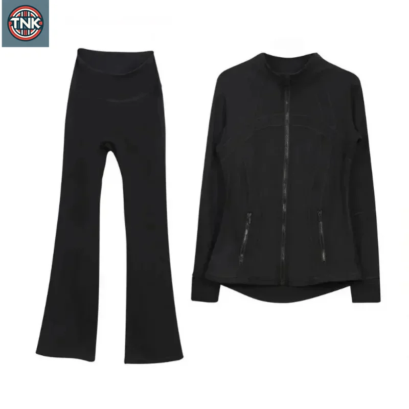 

2026 L310 Women Yoga Outfit Two PCS Long Flared Pants Suits