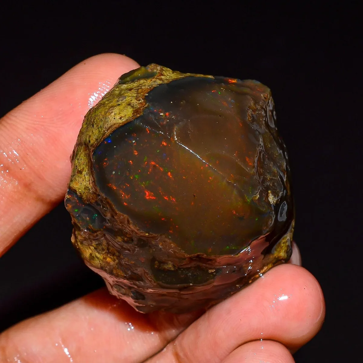 AAA+ Natural Ethiopian Opal Rough 25-80CT Genuine Welo Fire Opal Mineral Collection Randomly Selected One