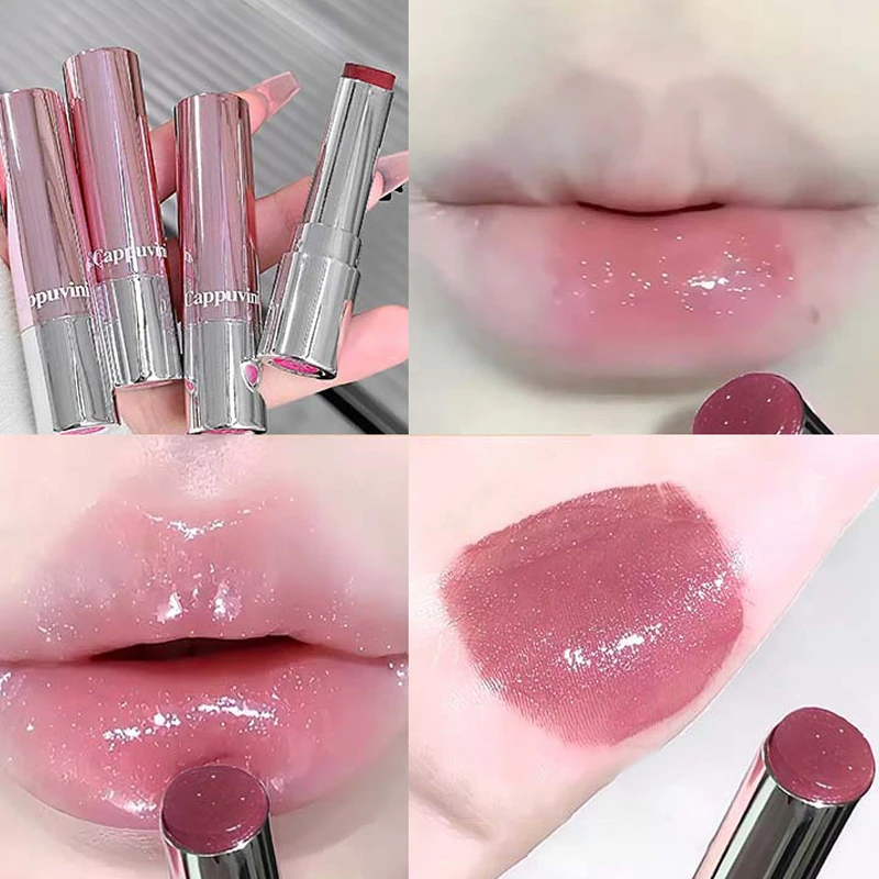 Cappuvini Crystal Mirror Solid Lip Gloss Water Lipstick Clear Jelly Lip Glaze Nude Lightweight Brightening Lip Tint MakeupNew