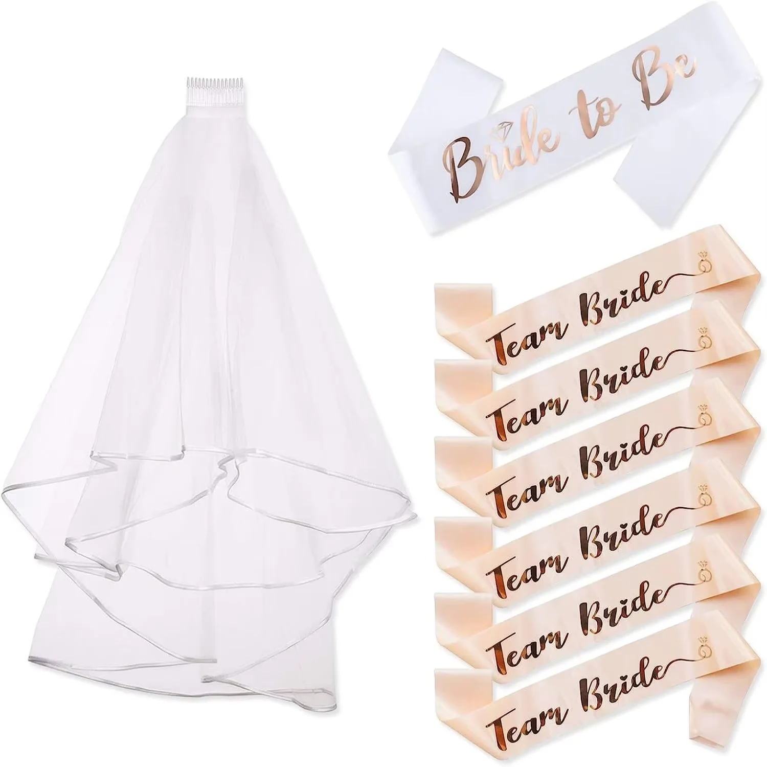 طقم حجاب كتف PESENAR 6+1، 7 قطع، حزام كتف واحد، حجاب واحد، احتفال الزفاف، زي وصيفة العروس للعام الجديد