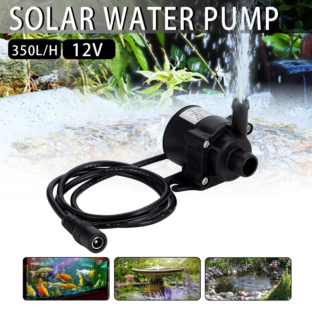 Dc 12V Mini Borstelloze Waterpomp 350l/H Ultra-Stille Onderwatermotor Voor Tuinkoelsysteem Aquarium Fonteinen Kachel