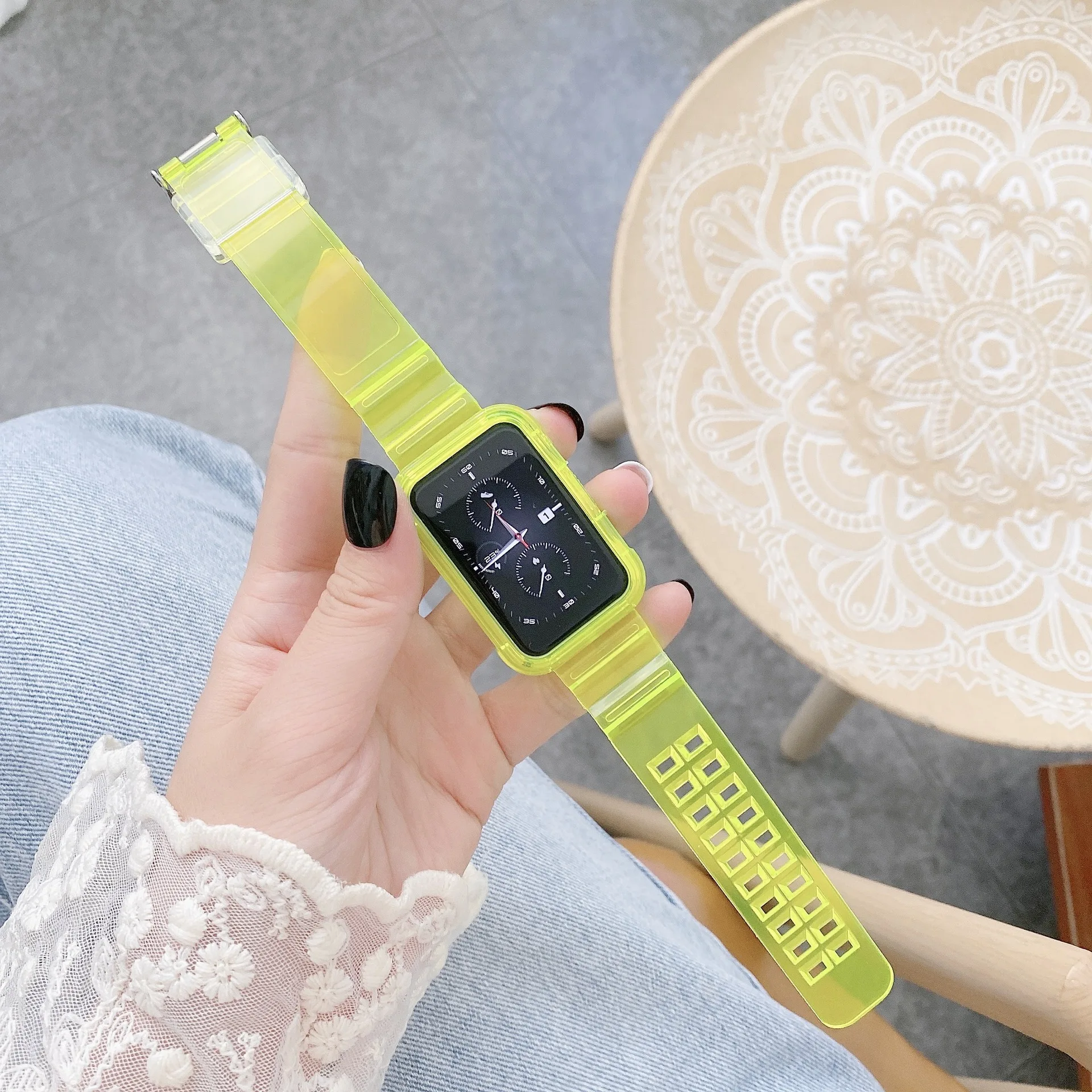 Huawei Watch Fit/Fit2 TPU スタイリッシュな氷河クリアストラップ用の統合された透明ストラップスーツ