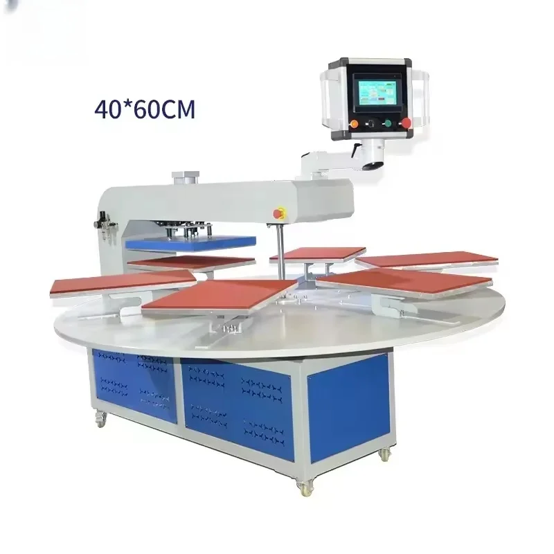 Fully Automatic Sublimation Rotary 6 Station Heat Press t Shirt Printing Heat Transfer Machine Clothing Labels Custom Printed