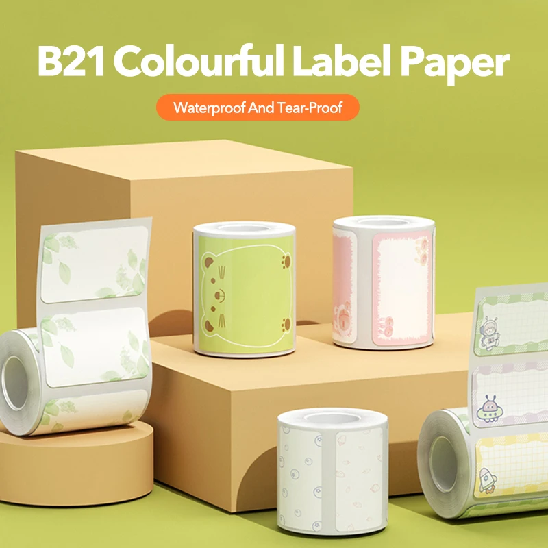 Портативный термопринтер Niimbot B1/B21/B3S, водонепроницаемая умная печатная машина с подачей рулона