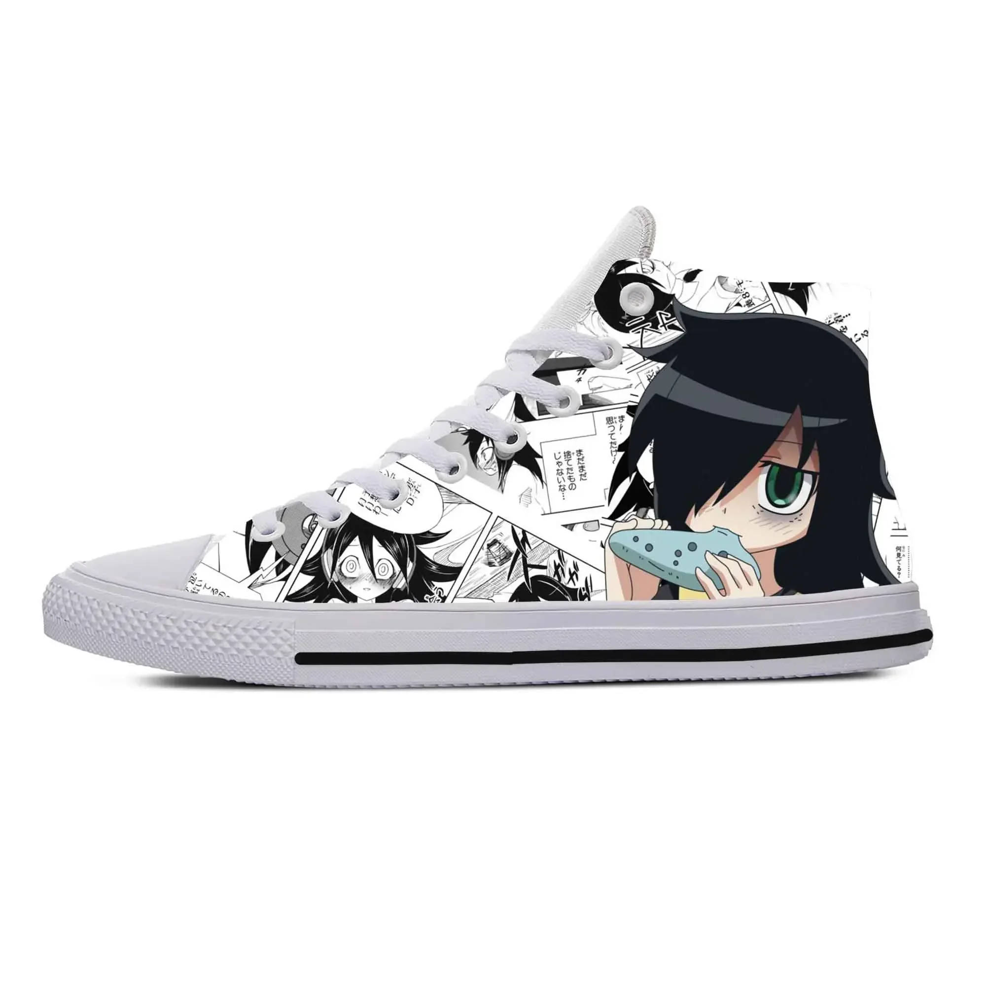 

Japanese Anime Manga Comic Watamote Kuroki Tomoko Casual Cloth Shoes High Top Lightweight Breathable 3D Print Men Women Sneakers