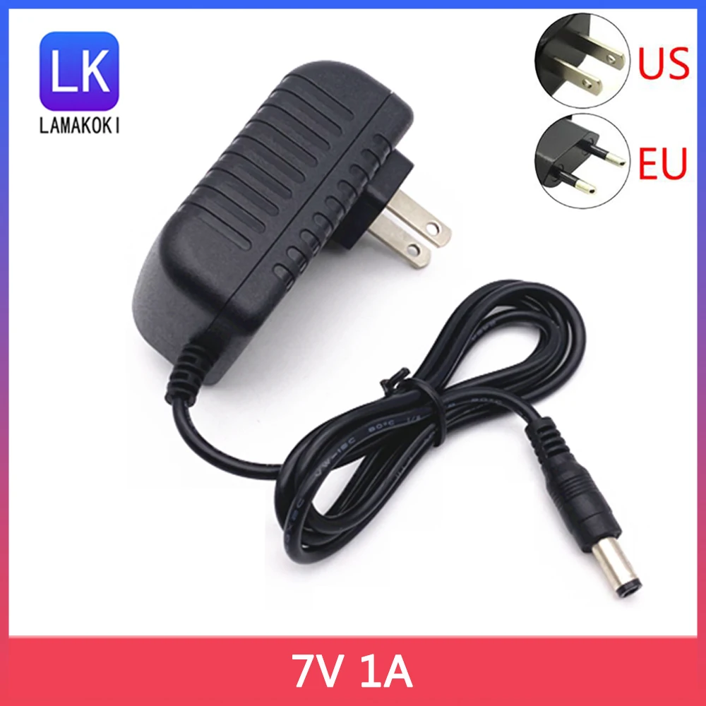 Power Adapter Input 100-240V 50/60hz Out Put 7V 1A DC 5.5*2.1MM EU Plug US Plug