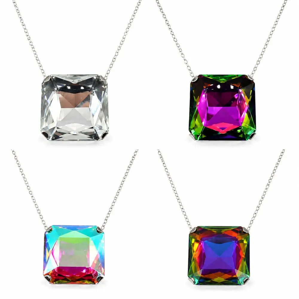 Square Shape Square Rhinestone Pendant Large Size Rhinestone Crystal Vintage Wedding Exaggerated Giant Large Crystal
