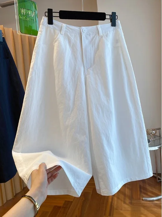 

Loose Casual Wide Leg Pants Korean Style Seven-Five Crop Pants Summer New Arrival Comfortable Straight Leg Trousers for Women